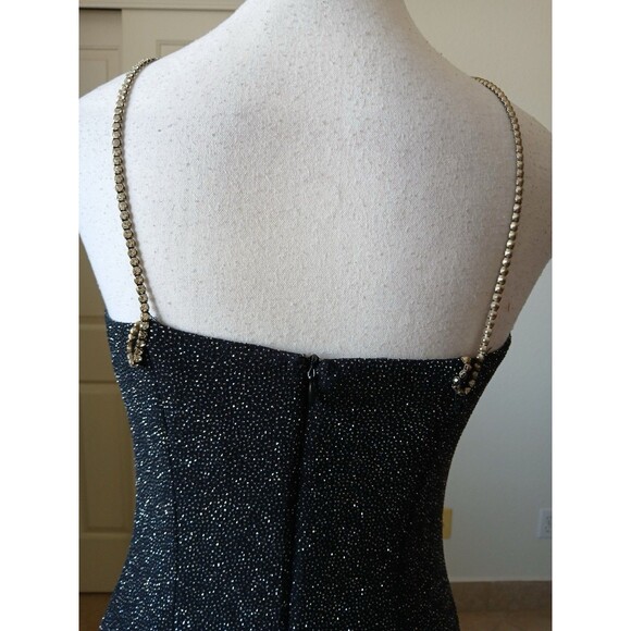 VTG 90s Dave & Johnny Maxi Dress Glitter   Rhinestone Straps 5/6 Formal Evening - Picture 7 of 16